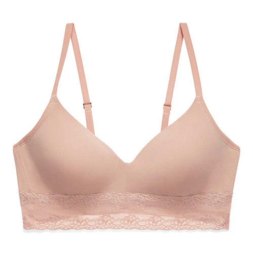 EUC Natori Bliss Perfection Contour Soft Cup Bra 38B Rose Beige $66 Comfortable